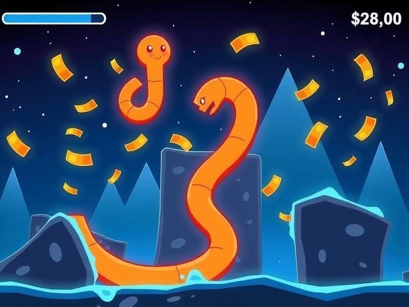Colorful snake game illustration representing Slither.io gameplay with coins and rewards
