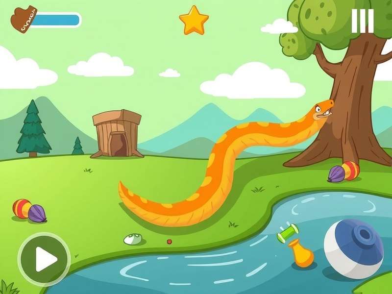 Dynamic gameplay screenshot of Little Big Snake io showing a large snake dominating the arena