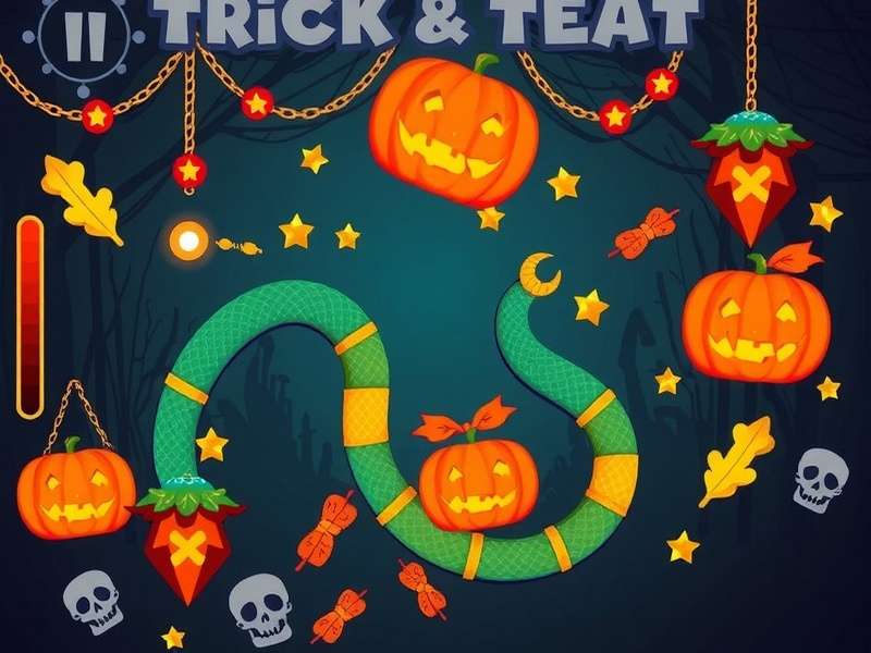 Snake Io Gameplay with Halloween theme showing tricks and treats