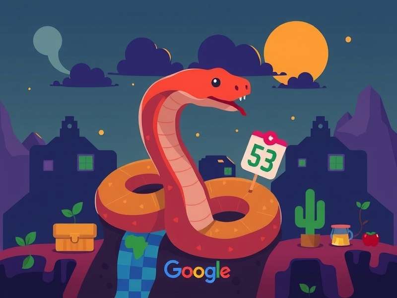 Vibrant gameplay screenshot of Snake Google showing multiple colorful snakes on a grid map