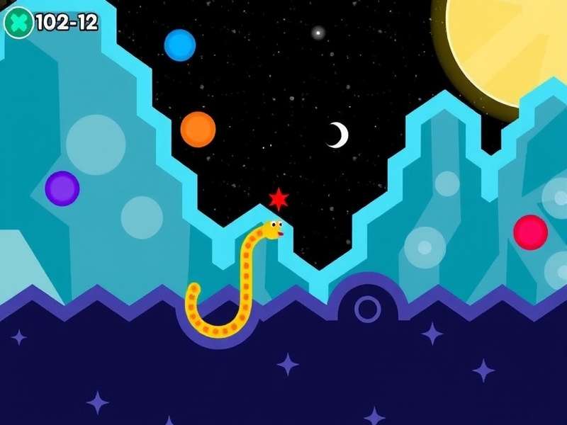Dynamic colorful snake game visualization with neon trails on dark background