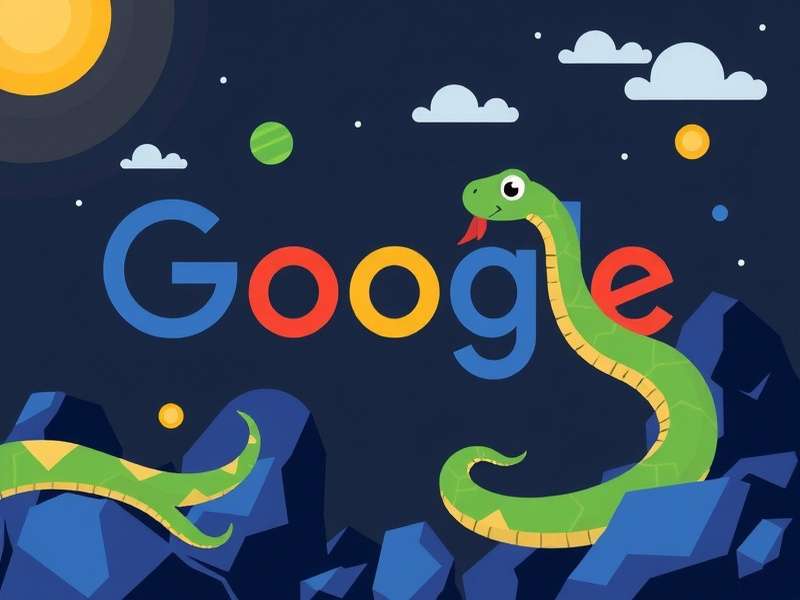 Snake Io Game Google Doodle arena screenshot with glowing trails and power-ups